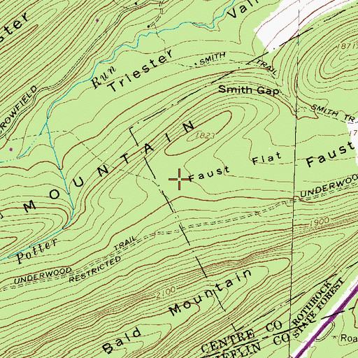 Topographic Map of Faust Flat, PA