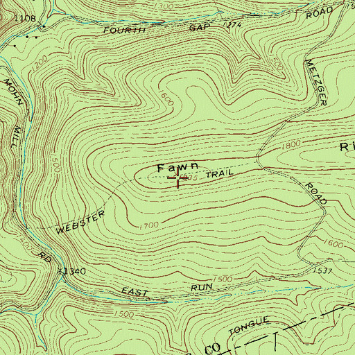 Topographic Map of Fawn Ridge, PA