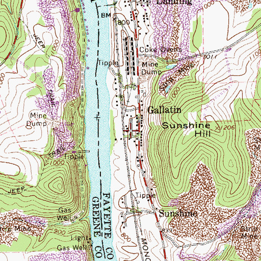 Topographic Map of Fayette, PA