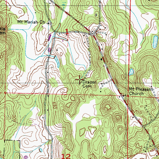 Topographic Map of Draper Cemetery, AL