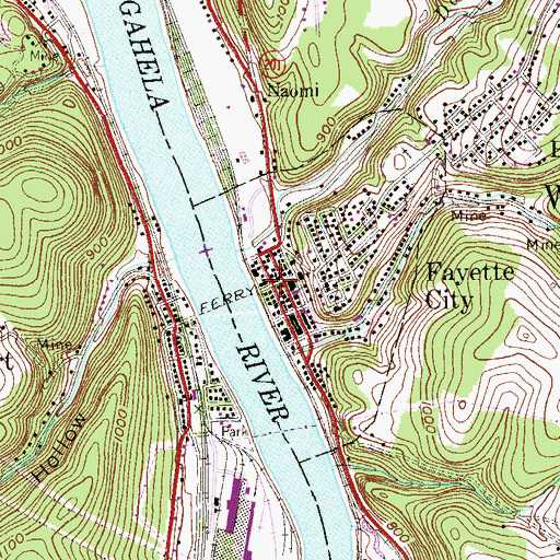 Topographic Map of Fayette City, PA