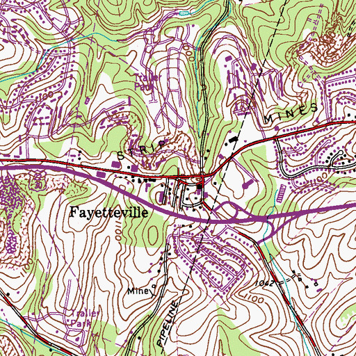 Topographic Map of Fayetteville, PA