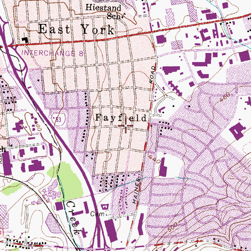 Topographic Map of Fayfield, PA