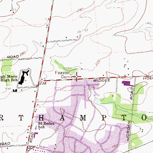 Topographic Map of Feaster Cemetery, PA