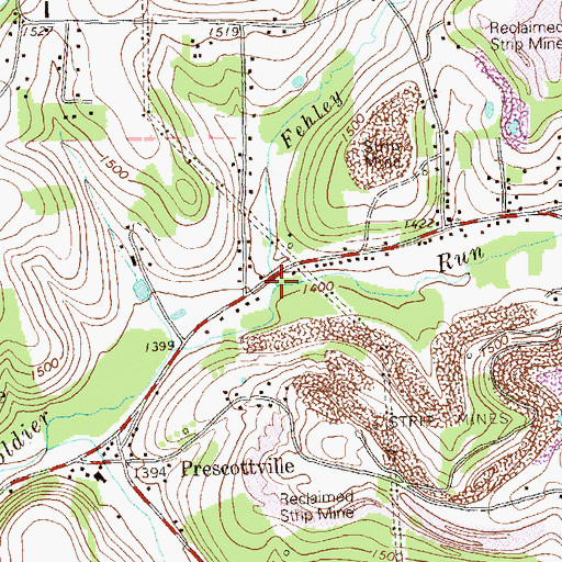 Topographic Map of Fehley Run, PA