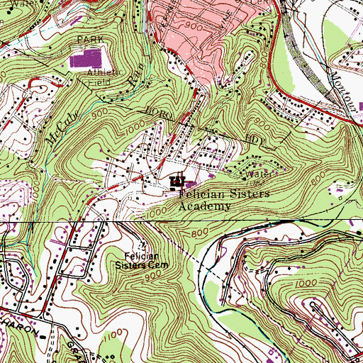 Topographic Map of Felician Sisters Academy, PA