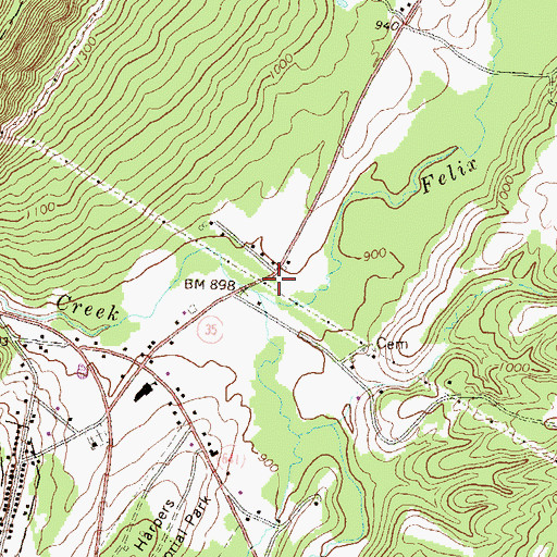 Topographic Map of Felix Run, PA