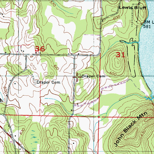 Topographic Map of Draper Cemetery, AL