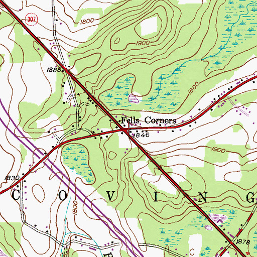 Topographic Map of Fells Corners, PA