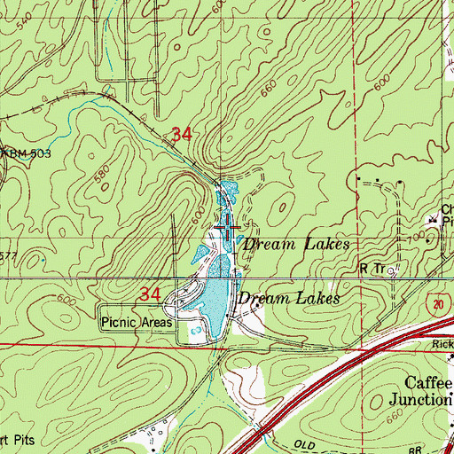 Topographic Map of Dream Lakes, AL