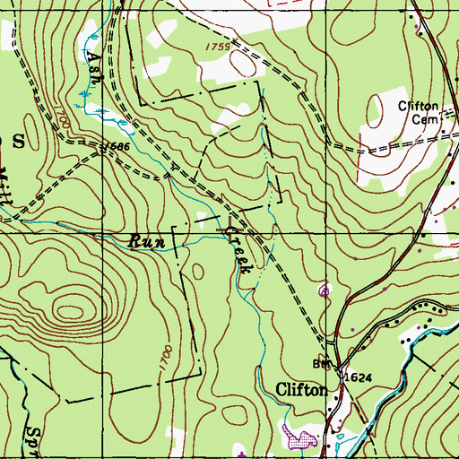 Topographic Map of Fenner Mill Run, PA