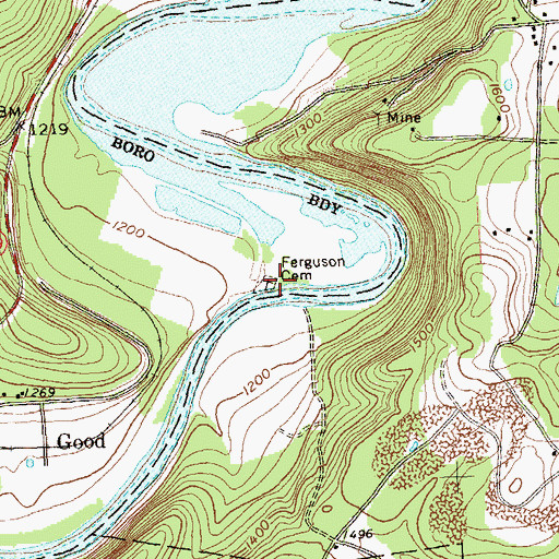 Topographic Map of Ferguson Cemetery, PA