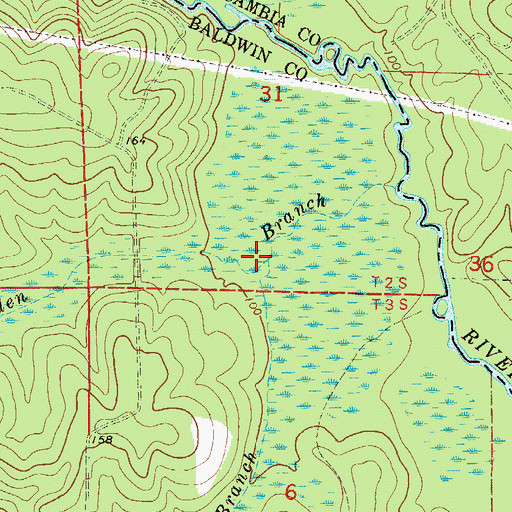 Topographic Map of Dreddin Branch, AL