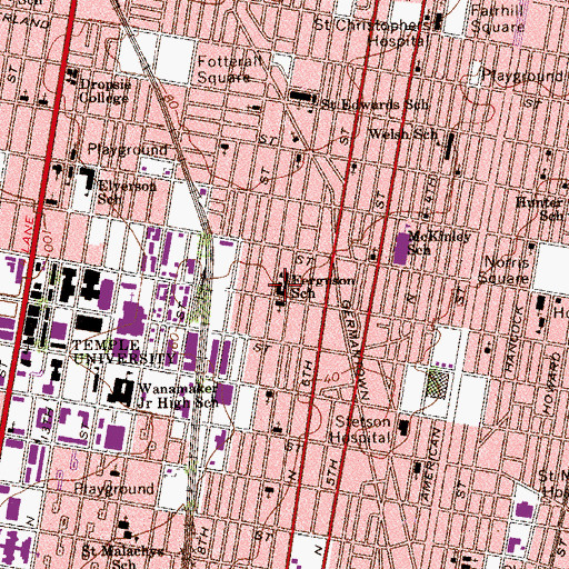 Topographic Map of Ferguson School, PA