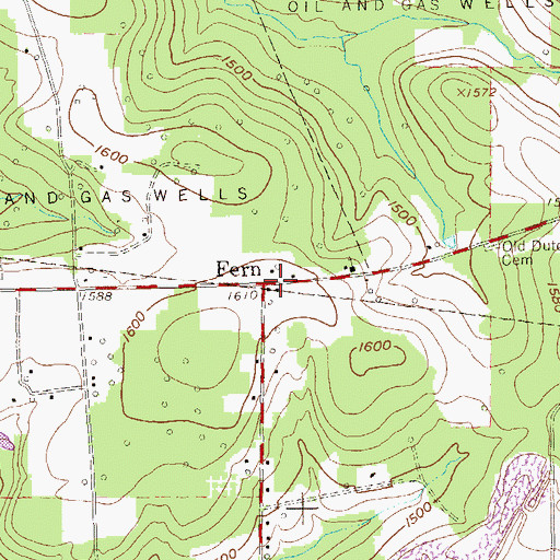Topographic Map of Fern, PA