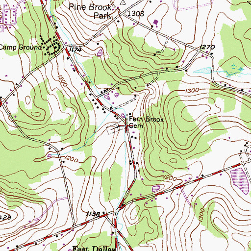 Topographic Map of Fern Brook Cemetery, PA