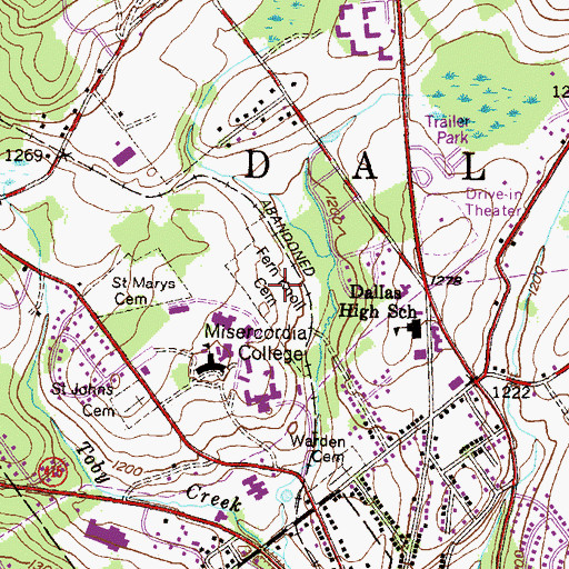Topographic Map of Fern Knoll Cemetery, PA