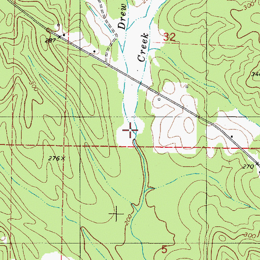 Topographic Map of Drew Branch, AL