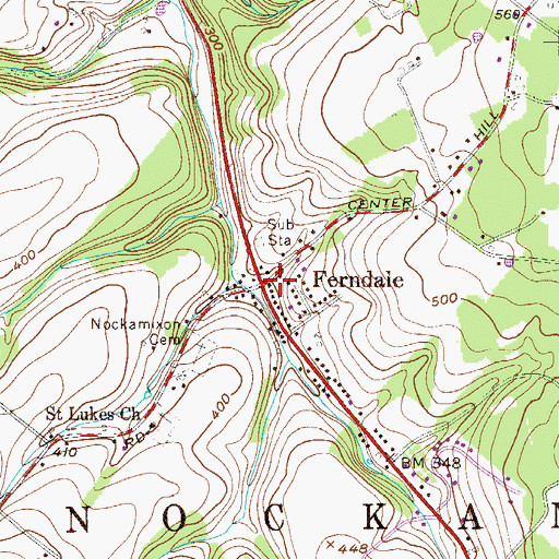 Topographic Map of Ferndale, PA