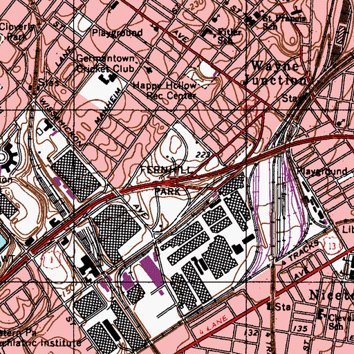 Topographic Map of Fernhill Park, PA