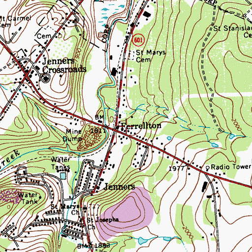 Topographic Map of Ferrellton, PA