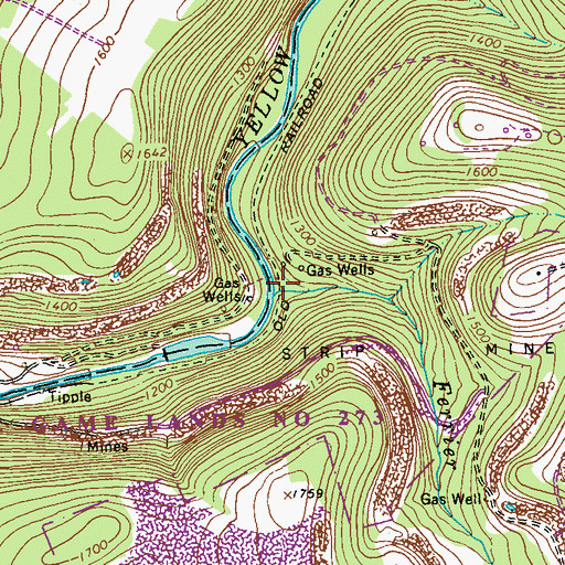 Topographic Map of Ferrier Run, PA