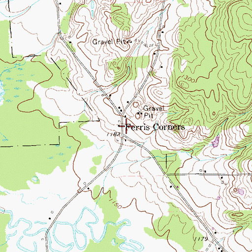 Topographic Map of Ferris Corners, PA