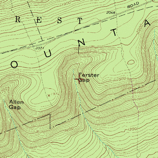 Topographic Map of Ferster Gap, PA