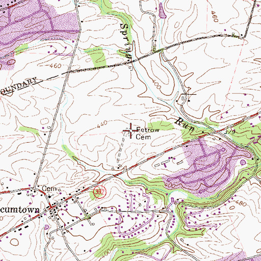 Topographic Map of Fetrow Cemetery, PA
