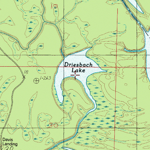 Topographic Map of Driesbach Lake, AL