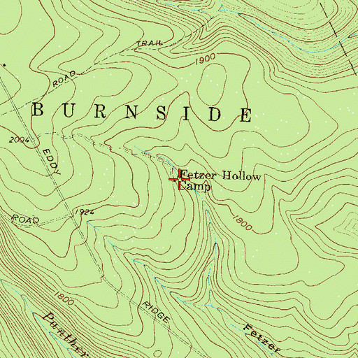Topographic Map of Fetzer Hollow Camp, PA