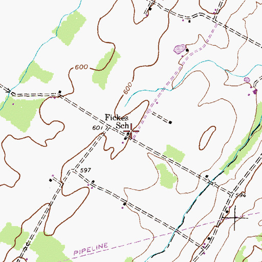 Topographic Map of Fickes School, PA