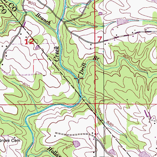 Topographic Map of Drift Branch, AL