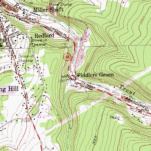 Topographic Map of Fiddlers Green, PA