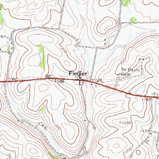 Topographic Map of Fiedler, PA