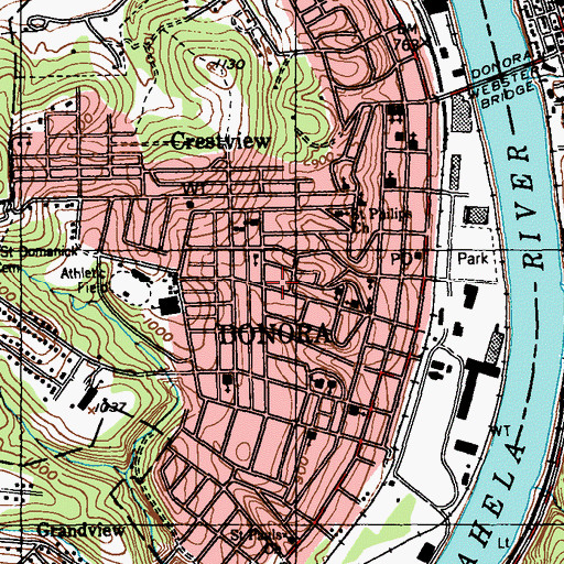 Topographic Map of Fifth Street School, PA