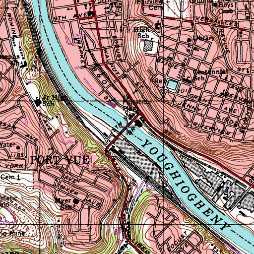 Topographic Map of Fifteenth Street Bridge, PA
