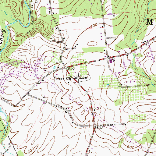 Topographic Map of Fileys Church, PA
