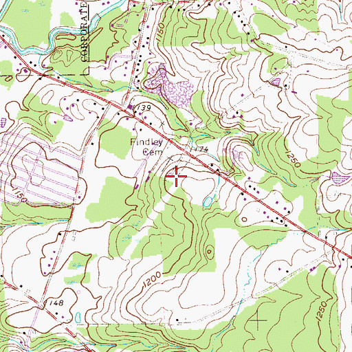 Topographic Map of Findley Cemetery, PA