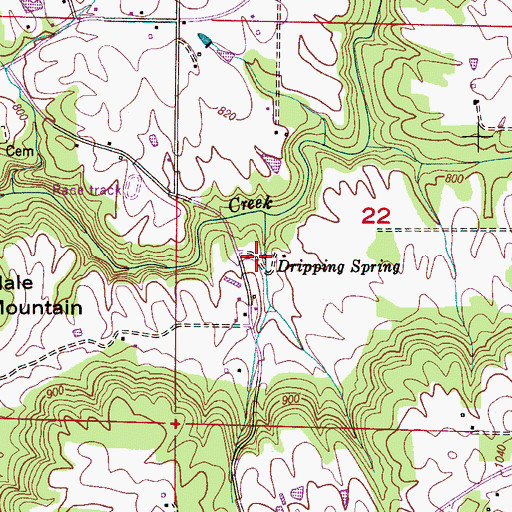 Topographic Map of Dripping Spring, AL