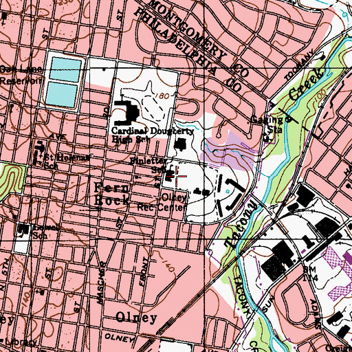 Topographic Map of Finletter School, PA