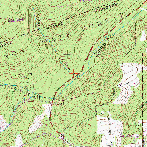 Topographic Map of Finley Hollow, PA