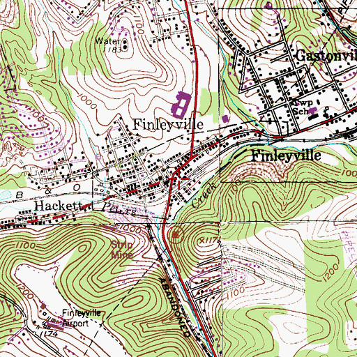 Topographic Map of Finleyville, PA