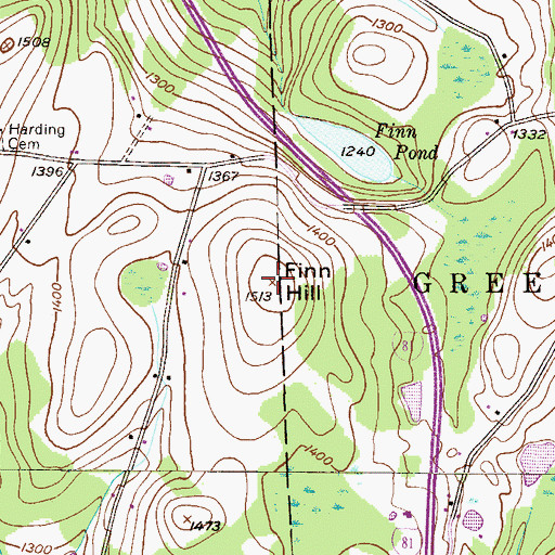 Topographic Map of Finn Hill, PA