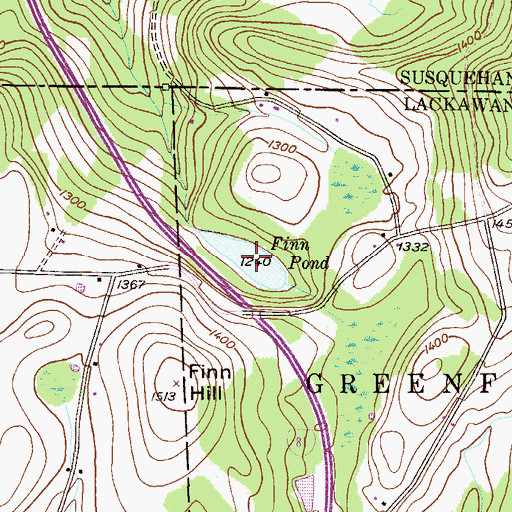 Topographic Map of Finn Pond, PA