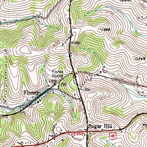 Topographic Map of Finney Tunnel, PA