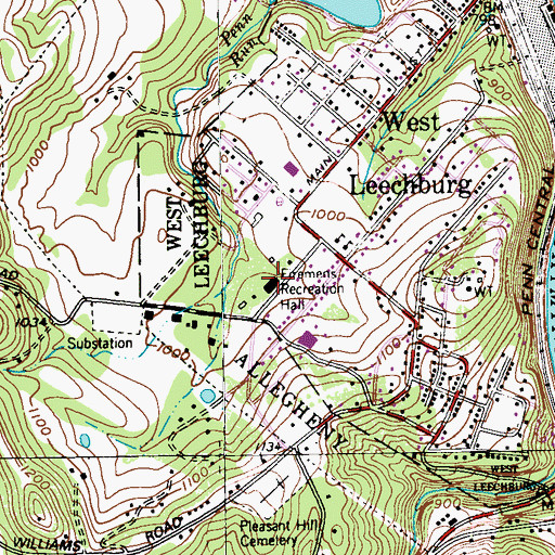 Topographic Map of Fireman Recreation Hall, PA