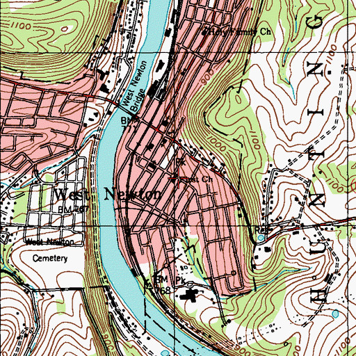 Topographic Map of First Church, PA