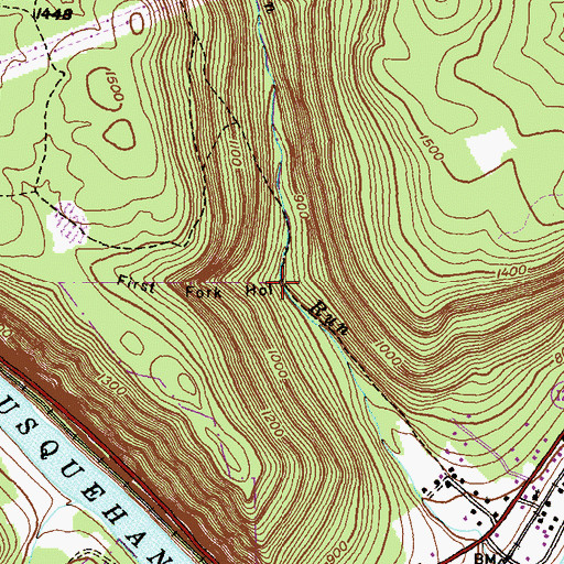 Topographic Map of First Fork Hollow, PA