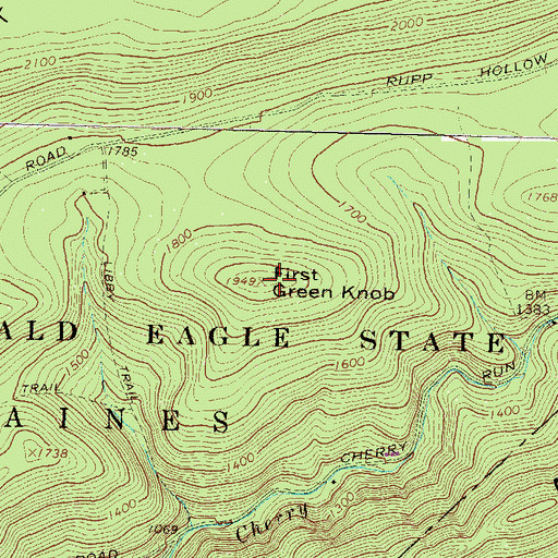 Topographic Map of First Green Knob, PA